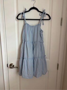Trixxi Pale Blue Tiered Tie-Strap Sundress